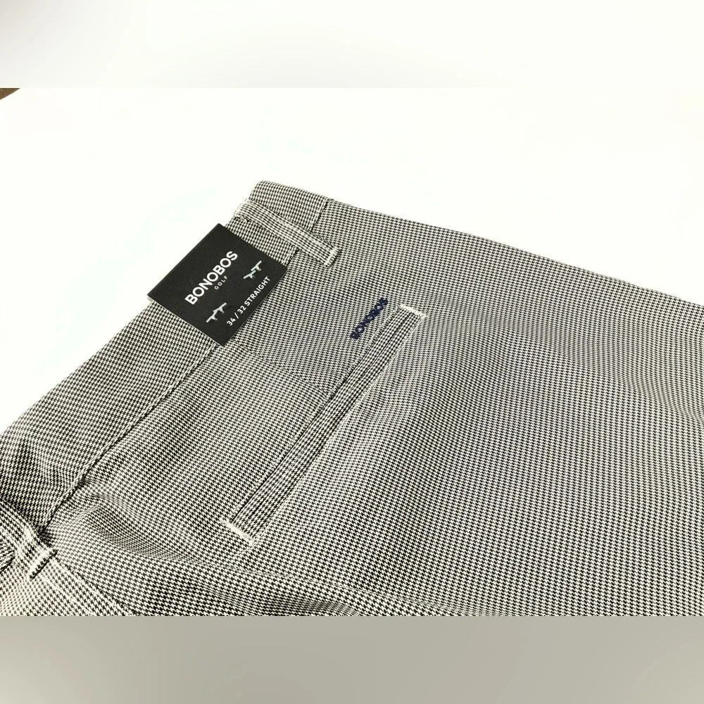 Bonobos Golf Mens Stone Minicheck‎ Straight Leg Pants Size 34 x 32